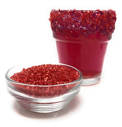 Ultimate Baker Snowy River Red Cocktail Sugar - Kosher Certified Naturally Colored Red Cocktail Rimmer (4oz, Medium Crystal)