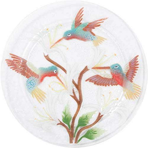 Pavilion Fusion Art Glass 11-Inch Round Plate with Hummingbird Design