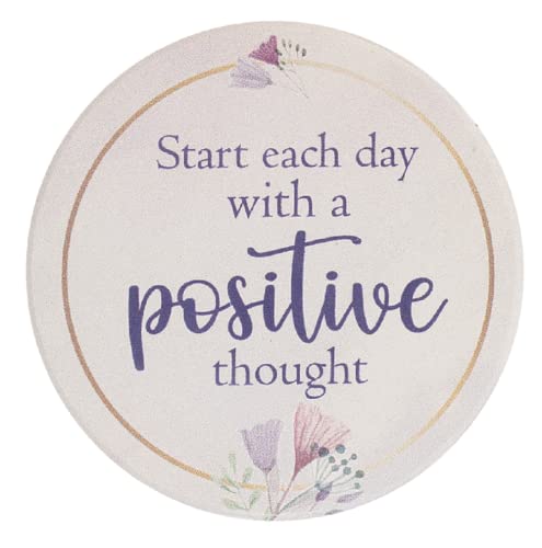 Ganz Start Each Day with a Positive Thought Car Coaster, 3-inch Diameter, Dolomite