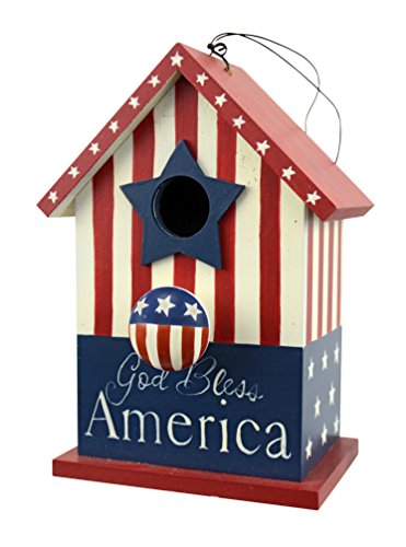 Red Carpet Studios 40967 Patriotic Wooden Bird House, God Bless America