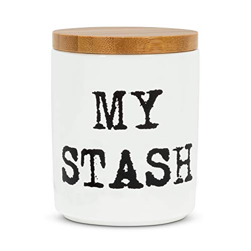 Abbott Collection  27-STOW-01-SM Sm My Stash Canister-3.5" H, 3.5 inches H, White and Black