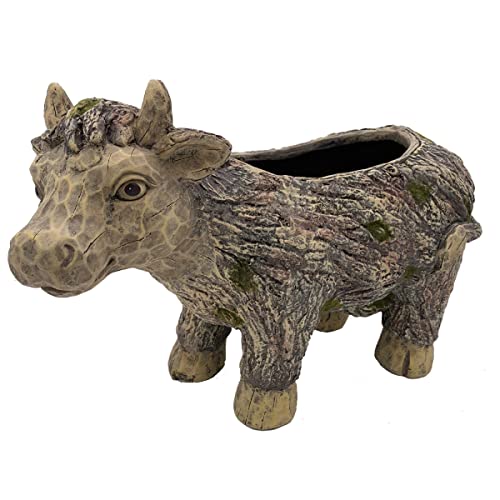 Esschert Design ZYCT252 Faux Wood Cow Planter - MGO