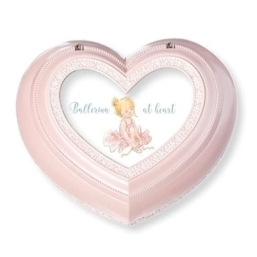 Roman Ballerina Heart Box, 6.25-inch Length, Pink, Plastic, Metal, Home Decor, Music Box