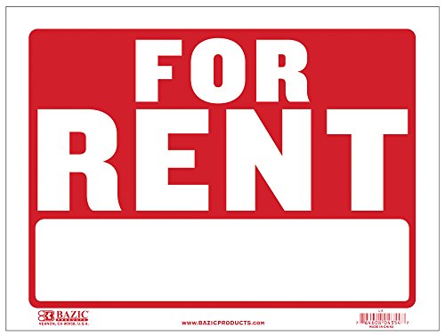 BAZIC 12" X 16" For Rent Sign (L-4)