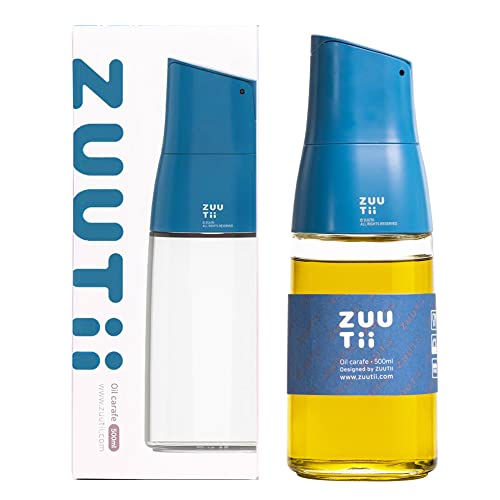 Zuutii Olive Oil Dispenser, Drip Free Spout Oil Dispenser Bottle for Kitchen Glass Oil and Vinegar Dispenser Olive Oil Bottle Cooking Oil Dispenser Soy Sauce Dispenser Oil Container Blue