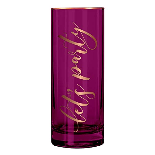 Creative Brands Slant CollectionsTom Collins Cocktail Glass, 17-Ounce, Gold/Magenta - Let&