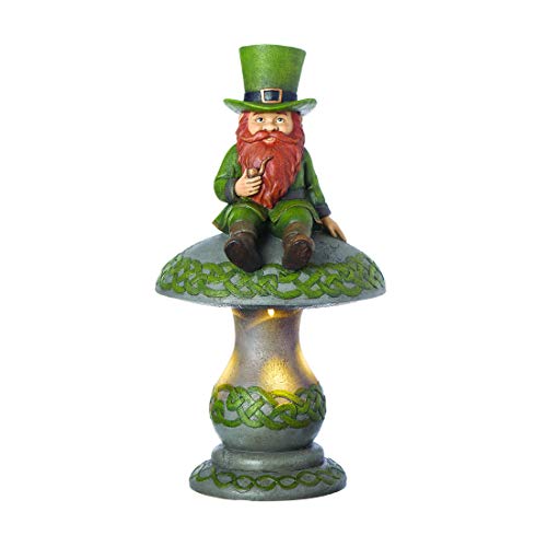 Roman 16.5" H Leprechaun ON Mushroom LED Solar