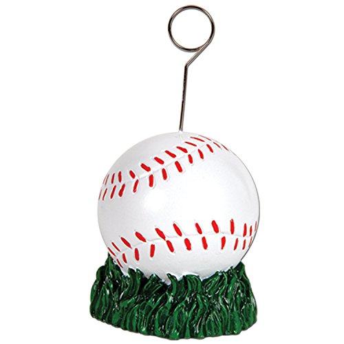 Beistle 50841 Baseball Photo and Balloon Holder-1 Pc, 6 Ounces, White/Red/Green