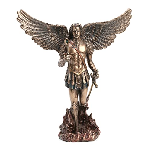 Veronese Design 12 1/4 Inch Tall Archangel Saint Michael Cold Cast Resin Antique Bronze Finish Sculpture Statue