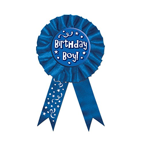 Beistle Satin Fabric Birthday Boy Award Ribbon Party Favors and Decorations, As Shown