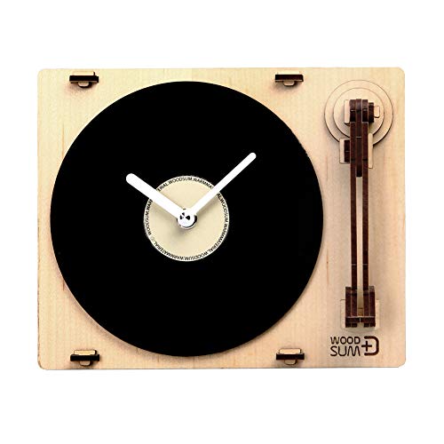 WOODSUM Turntable Shaped Clock Wooden 3D Puzzle for Adult