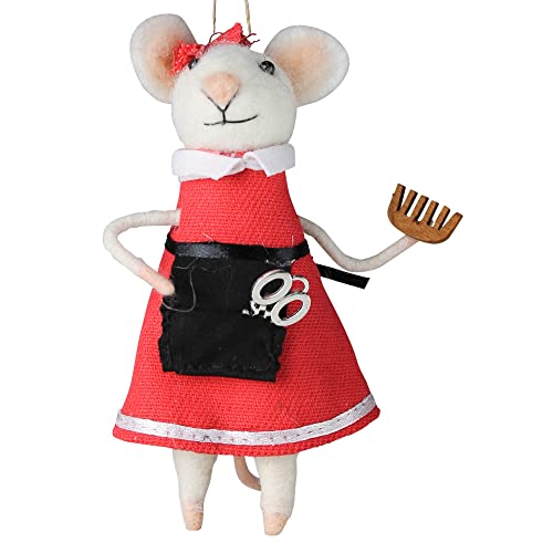 Homart 9557-0 Hairdresser Mouse Ornament, 5-inch Height, Felt