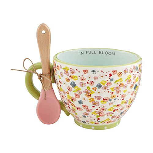 Mud Pie In Full Bloom Mug and Spoon, mug 16 oz | spoon 4 1/2", Multicolor