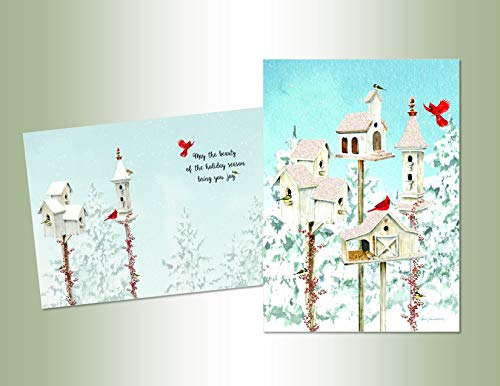 LPG Greetings Performing Arts Glitter Embellished, Full Color Inside Design White Birdhouses Stationery Paper, 66223-14