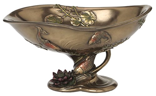 Unicorn Studio 9.25 Inch Victorian Ceramic Look Condiment Dish Lotus Koi and Leaves