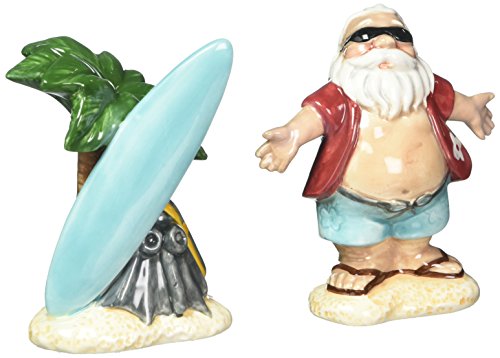 Cosmos Gifts 10702 Santa with Surfboard Salt and Pepper Set, 3-1/2-Inch