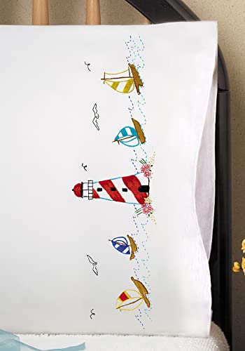 Design Works Crafts Lighthouse Stamped for Embroidery Pillowcases