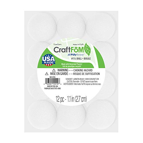 FloraCraft Styrofoam 12 Piece Ball 1.1 Inch White