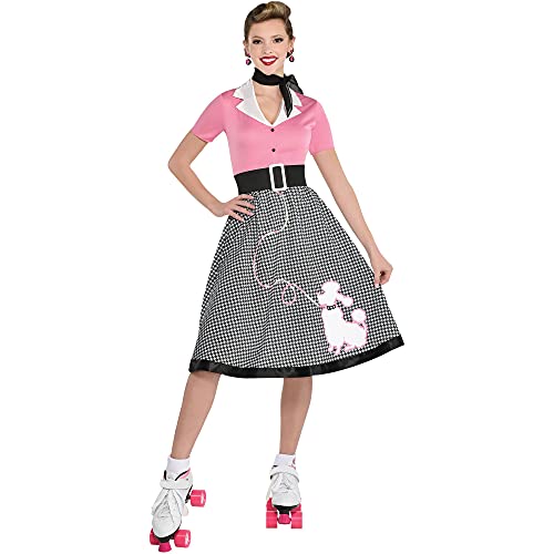 amscan Car Hop Cutie Halloween Costume for Women, Medium (6-8), Includes Headband, Scarf, Dress