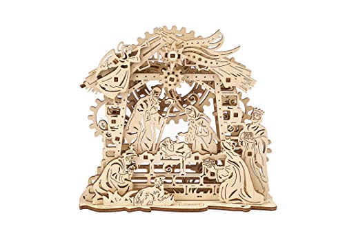 Ukidz UGEARS Nativity Scene - Mechanical Puzzle 3D - Wooden Nativity Set - Christmas Puzzles for Kids DIY Decorations