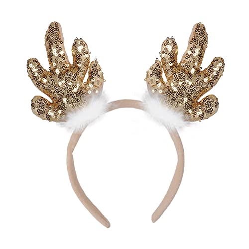 Beistle Christmas Sequin Reindeer Antlers Headband | Gold | 1 Pc.