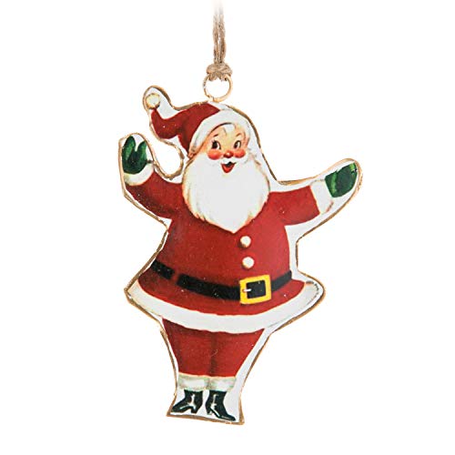 Abbott Collection  37-IMPRINT-021 Vintage Waving Santa Ornament, 4 inches H, White/red