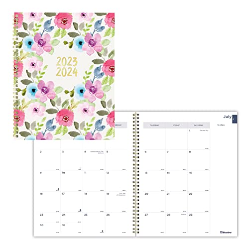 Rediform Blueline Monthly Academic Planner, 14 Months, July to July, Twin-Wire Binding, Poly Cover, Blossom Design, Pink