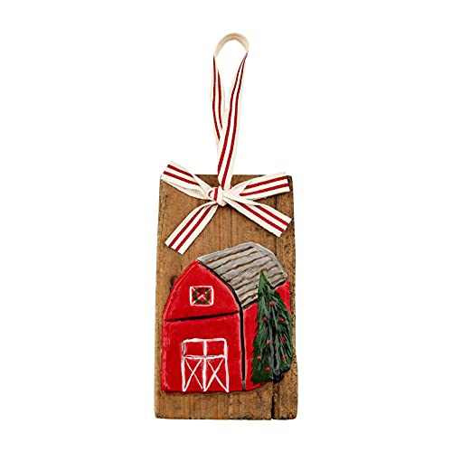 Mud Pie Painted Barn Ornament, 6-inch