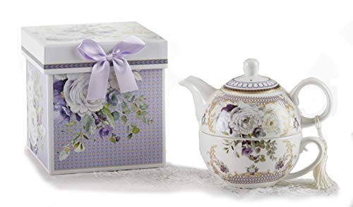 Delton 8149-7 Purple Elegance Porcelain Tea For One, 6-inch Height