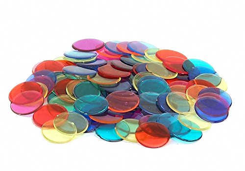 Hygloss Products, Inc 500-Translucent Chips-Plastic Color Bingo Supplies Discs for Counting, Game Tokens, Markers-Translucent, 7/8" Diameter, 500 Pack, 500 Pcs