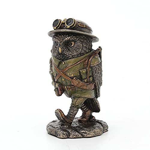 Unicorn Studio Veronese Design 4 1/8" Tall Sargent Major Oscar Whisky Lima Steampunk Owl Cold Cast Bronzed Resin Animal Sculpture Collectible Military Figurines