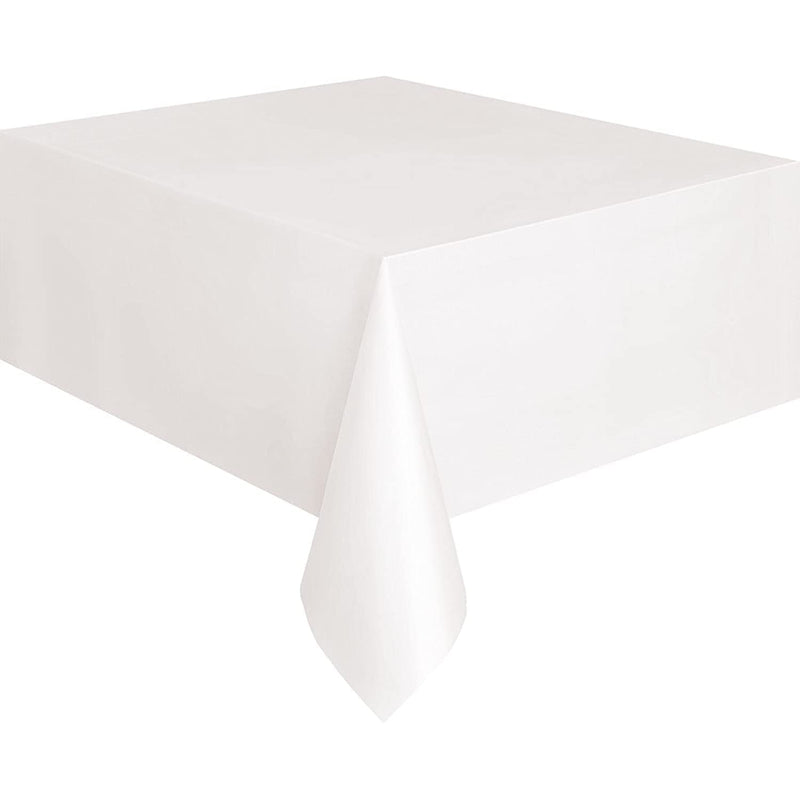 White Plastic Tablecloth, 108" x 54"