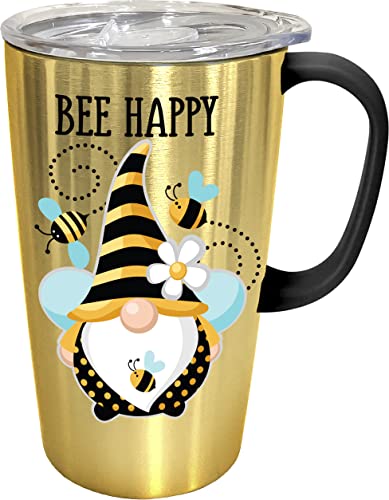 Spoontiques 18519 Bee Happy Gnome Stainless Travel Mug