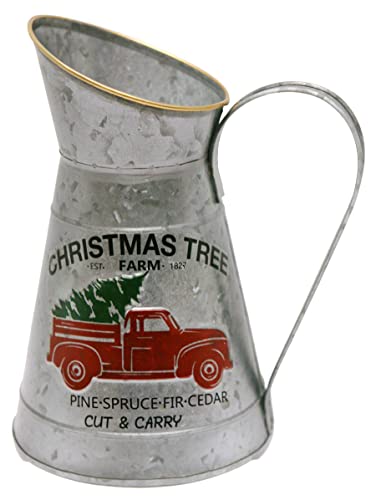 Great Finds HC901 Christmas Tree Farm Tin Pitcher, 10-inch Length