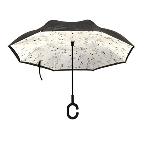 Calla Topsy Turvy Inverted Umbrella Windproof UV Protection Drip-Free Inverted Design Hands-Free Option Comfort-Grip C-Shaped Handle and Exclusive Patterns Spring Flowers One_Size