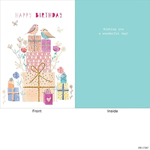 Design Design Birthday Presents And Birds Card Birthday, Her, Multicolor