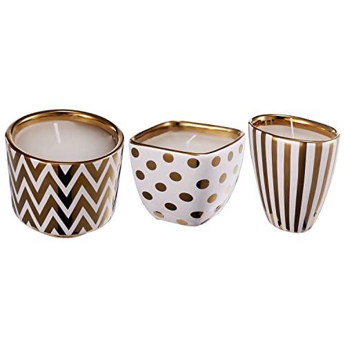 A&B Home Navya Bling Candles, Set of Three Modern Chic/Gold