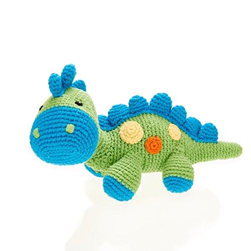 Pebble 200-326 Steggy Dinosaur Rattle, 8.7-inch Length, Cotton Yarn, Green