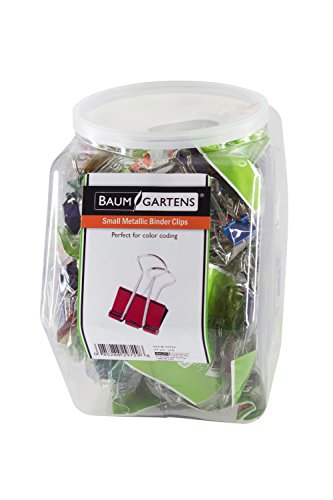 Baumgartens Binder Clips, Small, 3/4", Contemporary Metallic, 24 per Set, Assorted