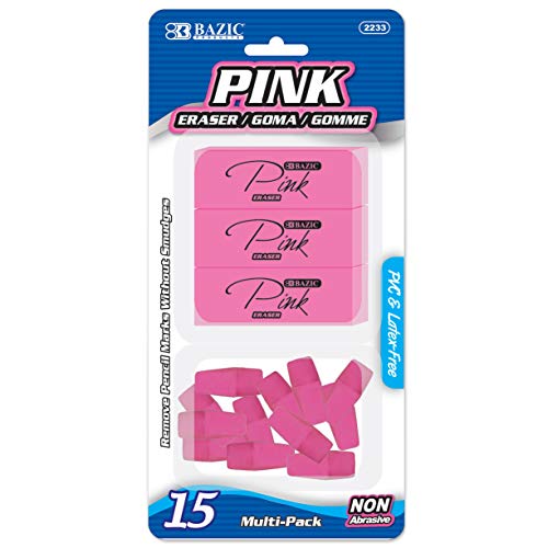 BAZIC Eraser Sets Eraser, Pink (2233)