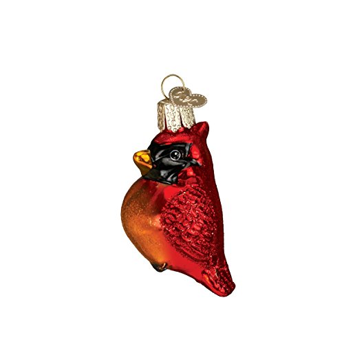 Old World Christmas Bird Watcher Collection Glass Blown Ornaments for Christmas Tree Mini Cardinal, Red