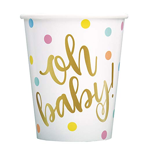 Unique Industries Gold Baby Shower Paper Cups - 8 Pcs