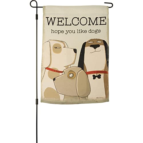 Primitives by Kathy Welcome Hope You Like Dogs Garden Flag