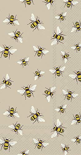 Boston International IHR 16-Count 3-Ply Guest Towel Buffet Paper Napkins, 8.5 x 4.5-Inches, Lovely Bees Linen