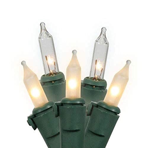 Vickerman 100 Count Clear Light Set with Green Wire, Mini, Frosted White and Clear