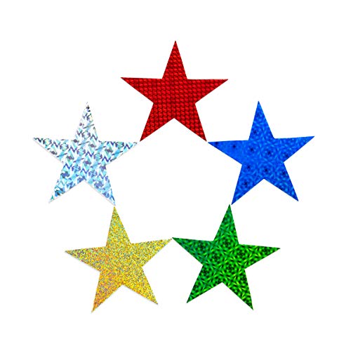Hygloss Products Shape Cut-Outs, Sparkly Card Stock Stars Designs, 6-Inch, 10 Per Pack, Assorted Color Holographic