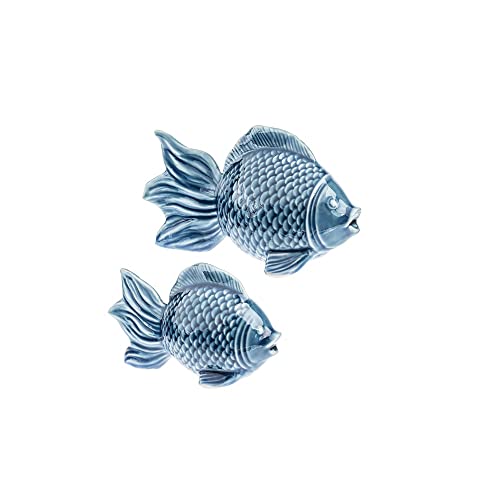 Ganz Glazed Fish Figurines, Porcelain, 5.38-inch Width, 2.50-inch Depth, 3-inch Height, Pack of 2