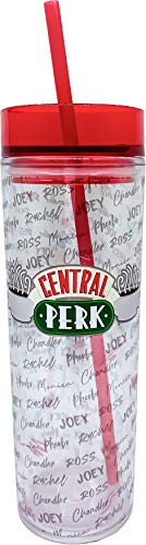 Spoontiques 22100 Tall Cup Tumbler with Straw, 16 Oz (Central Perk)