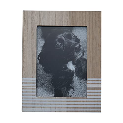 Foreside Home & Garden White Striped 5x7 Inch Wood Decorative Picture Frame