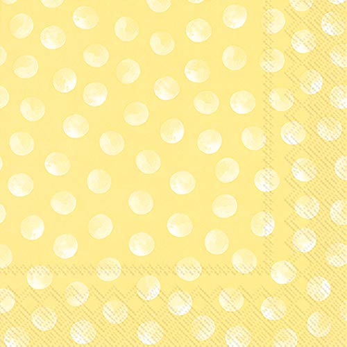 Boston International IHR 3-Ply Paper Napkins, 20-Count Lunch Size, Piggy Dots Yellow